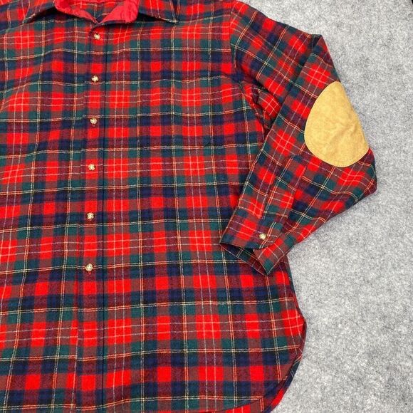 Vintage Pendleton Wool Shirt Men’s XL Christie Tartan Plaid USA Elbow Patch - Picture 3 of 8